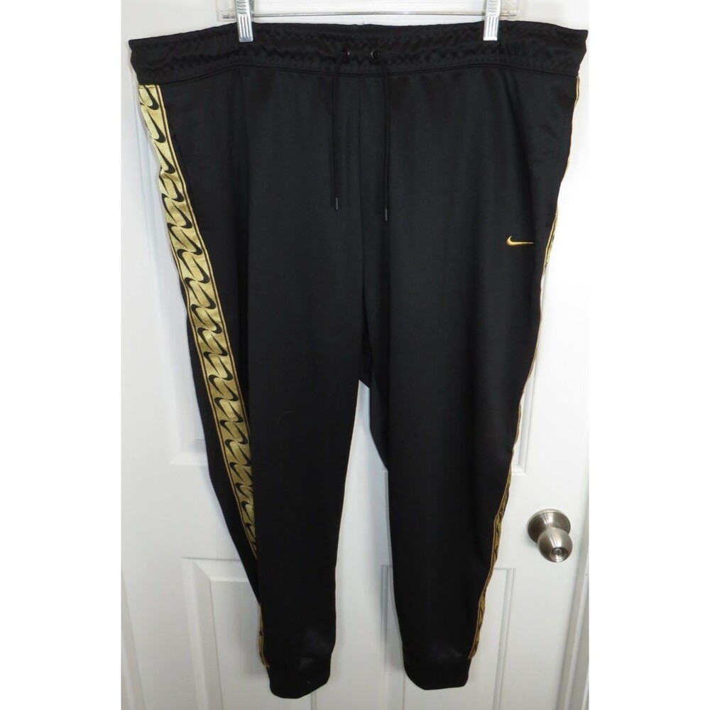 Nike Women’s Logo Tape Joggers Black w/ Gold Swoosh & Logo Tape Size 2X